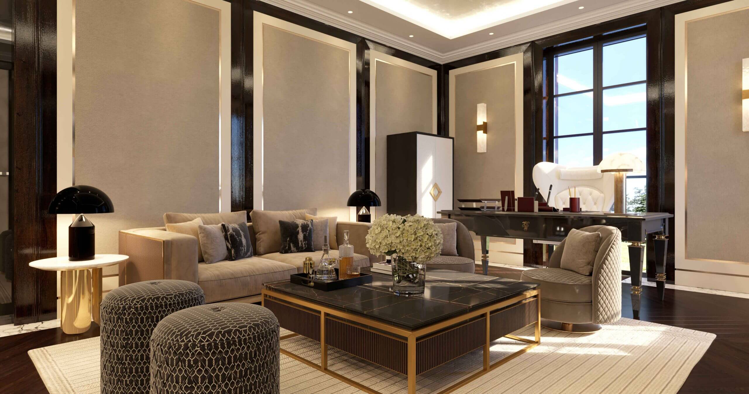 Luxury study interior styling